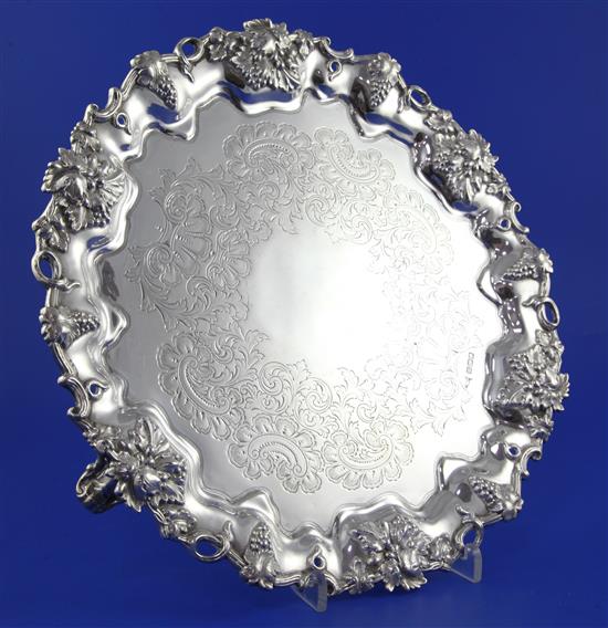 An Edwardian silver circular salver by Walker & Hall, 28.5 oz.